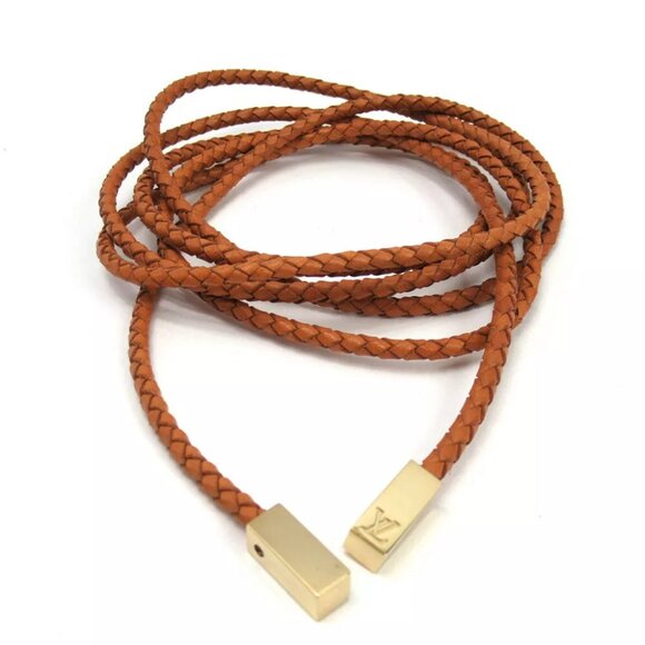 LOUIS VUITTON belt weave beige leather ?~ gold metal fittings used T16693 - Picture 1 of 6